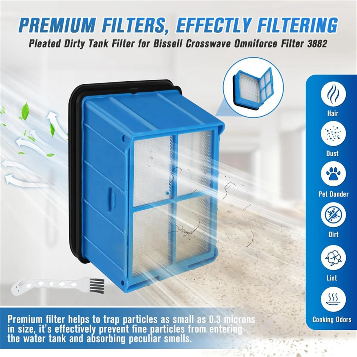 3882 gulungan sikat dan Filter suku cadang pengganti untuk CrossWave 3882 3883 Aksesori vakum kering basah