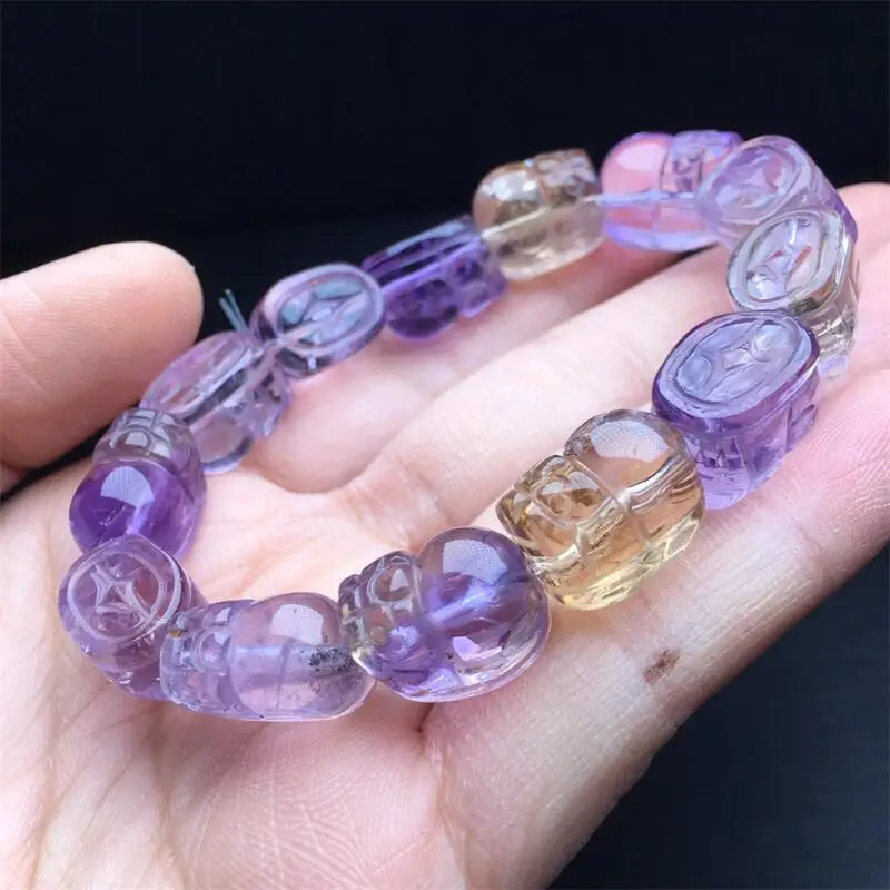 Natural Ametrine Pixiu Bracelet Energy Gemstone Women Stretch Bracelet Jewelry Healing Birthday Present 1pcs