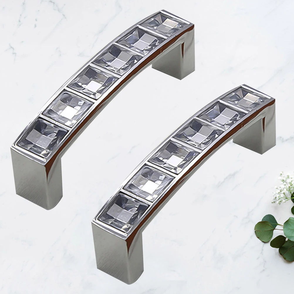 

Crystal U-Shaped Door Handles Durable Drawer Knobs Cabinet Pulls Bright Chrome 2.2Cm Screws Fashion Home Decor Cupboard