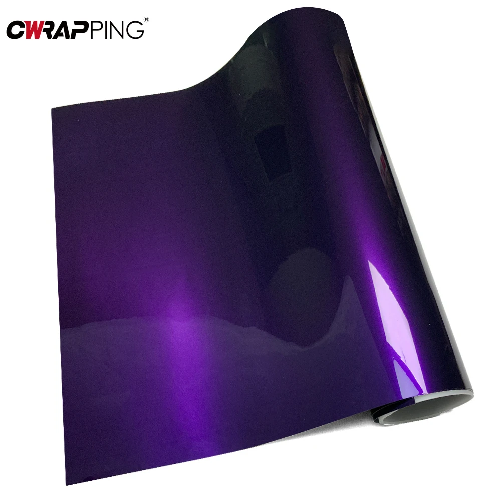 

Glossy Car Sticker Vinyl Wrap PET Motorcycle Helmets Self-adhesive Waterproof Metal Midnight Purple Shiny Car Film Covering