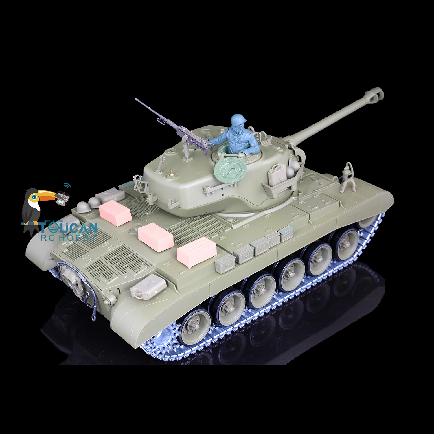 HENG LONG 1/16 7,0 FPV Angepasst M26 Pershing RTR RC Tank 3838 Barrel Recoil Soldat Maschinengewehr BB Getriebe Radio Spielzeug TH20329