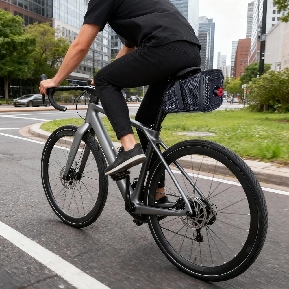 2026 NEUE Wasserdichte 5L Fahrrad Sattel Tasche MTB Rennrad Satteltaschen Reflektierende Gestreiften Fahrrad Werkzeug Halter Tasche MTB Zubehör – Detail 10