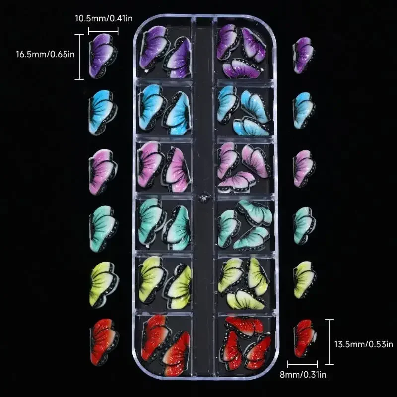 50 قطعة منحني نصف فراشة ملونة الراتنج لطيف مسمار سحر حجم خلط المجوهرات مسمار الفن زينة أدوات مانيكير اكسسوارات