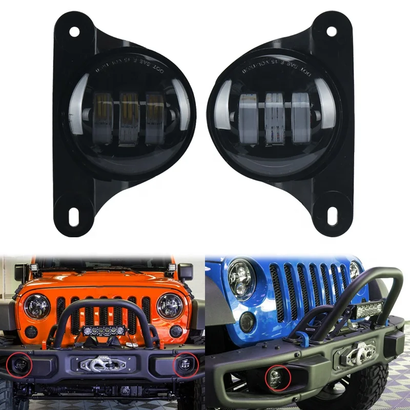 OVOVS 30w Round Front Bumper 4 inch LED Fog Lights for 10th Anniversary Jeep Wrangler 2007-2013