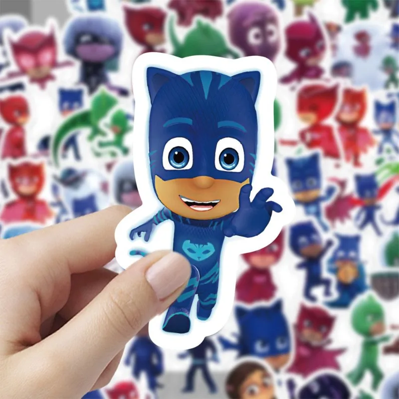 60 Blatt PJ Masks Hero Kindersticker, kreative Illustrationen, Graffiti, Aufkleber für Gepäck, Schreibtischplaner, Materialien, Tassenaufkleber