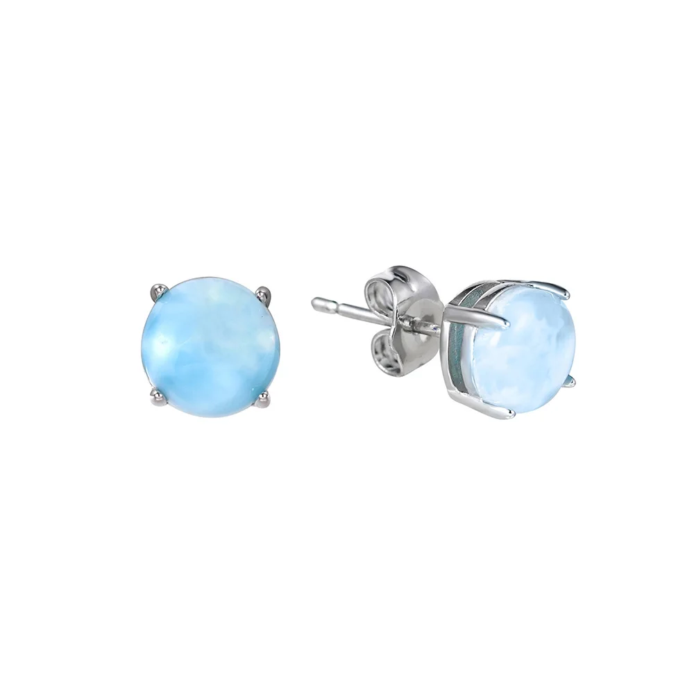 18K Gold Plated Blue Larimar Hoop Earrings for Women, Trendy Dangle Statement Jewelry Gift, Fashion Copper Rhodium Earrings 2025