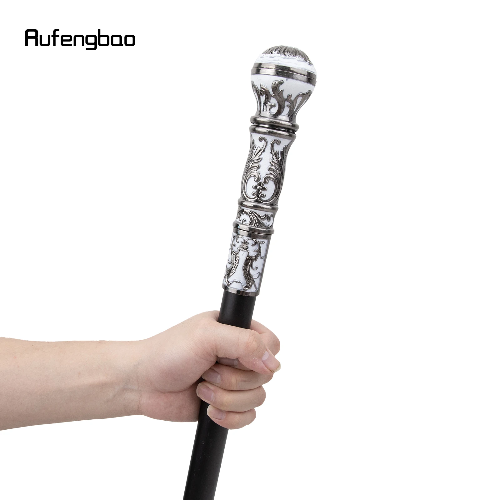 Silver White Luxury Round Handle Fashion Walking Stick for Party Decorative Walking Cane Elegant Crosier Knob Walking Stick 93cm