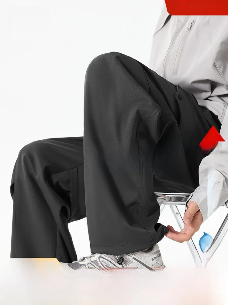 

Snow Flng Deep ey Casual Sports Pants Men's Spring Autumn Outdoor Mountain Climbing Loose Fit Elastic Waist Straight Leg