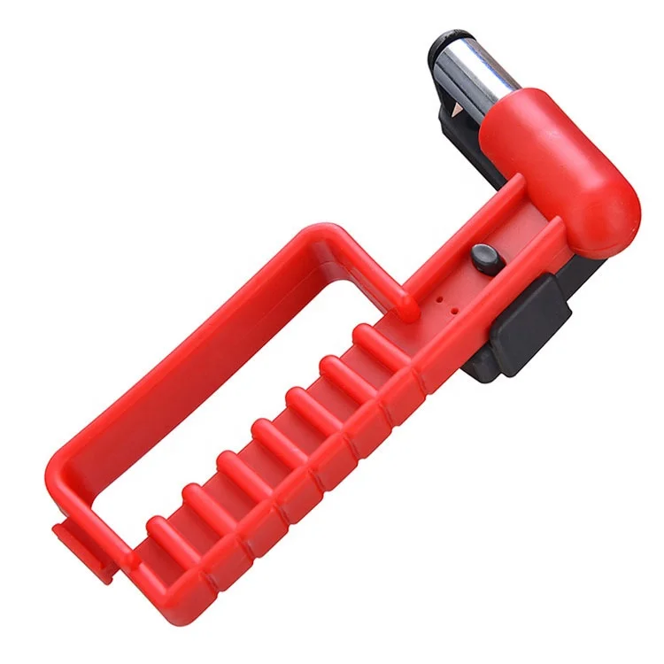 

Car Bus Safety Red Hammer Life Saving Escape Emergency Hammer With Long Handle Seat Belt Cutter Window Glass Breaker Rescue Tool