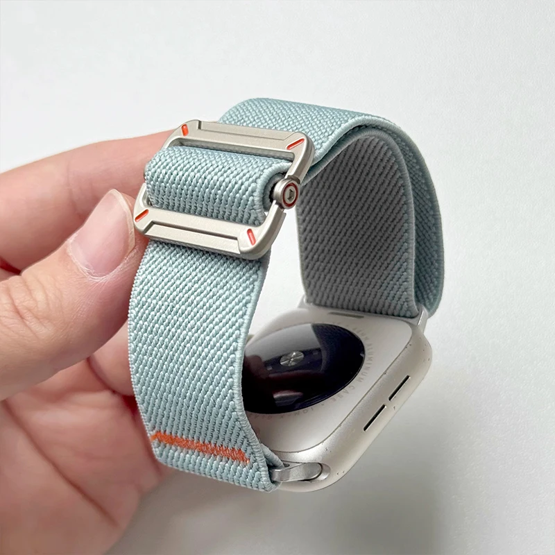NEW design Braided Elastic Nylon Strap for Apple Watch Band Ultra 2 49mm 46mm 45mm 41mm 44mm 42mm Bracelet Series 10 9 8 7 6 SE