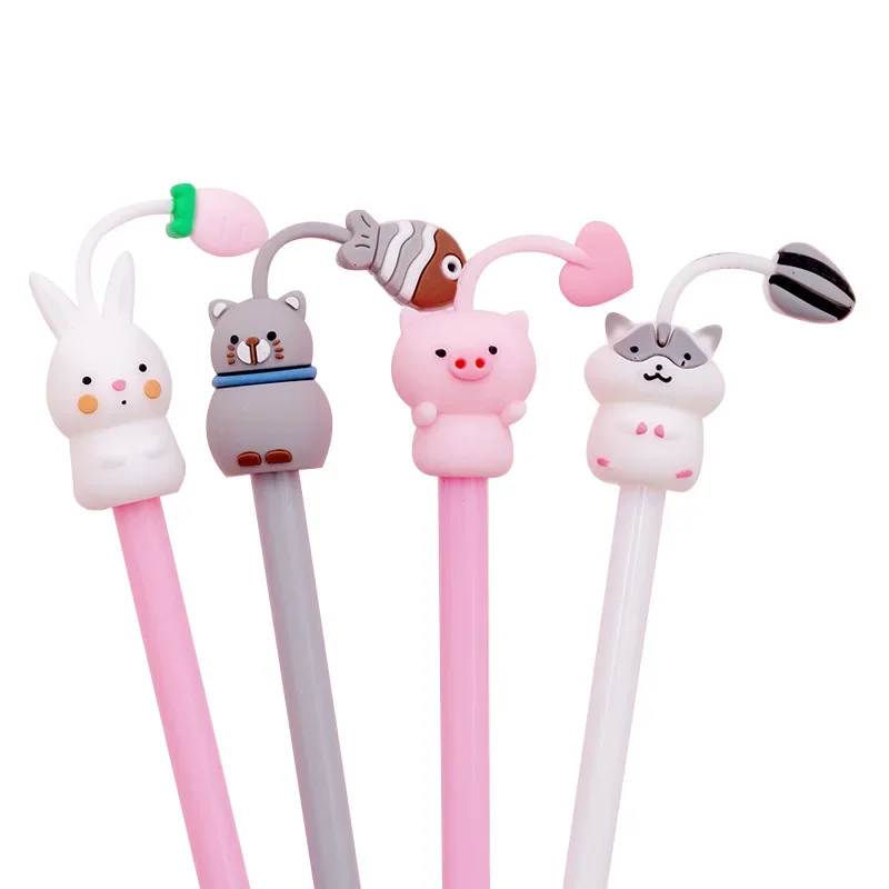 50PCS Creative Fan Sister Soft Adorable Animal Student Carbon Black Sign Pen Stationery Kawaii School Supplies Gel Pens