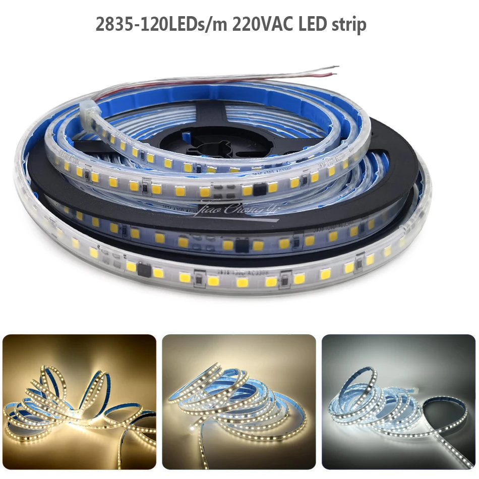 

220V 2825 LED strip light 120LEDs/m Nature white warm white with IC Flexible LED Light Outdoor IP67 Waterproof LED Strip Tape