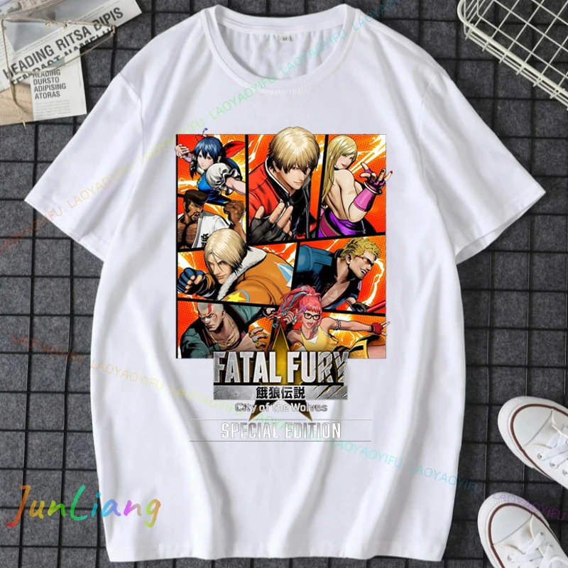 Fatal Fury City of The Wolves Retro Fighting Game Fan Gift Top Y2k Clothes for Women Pure Cotton Woman Clothing T-shirts Goth