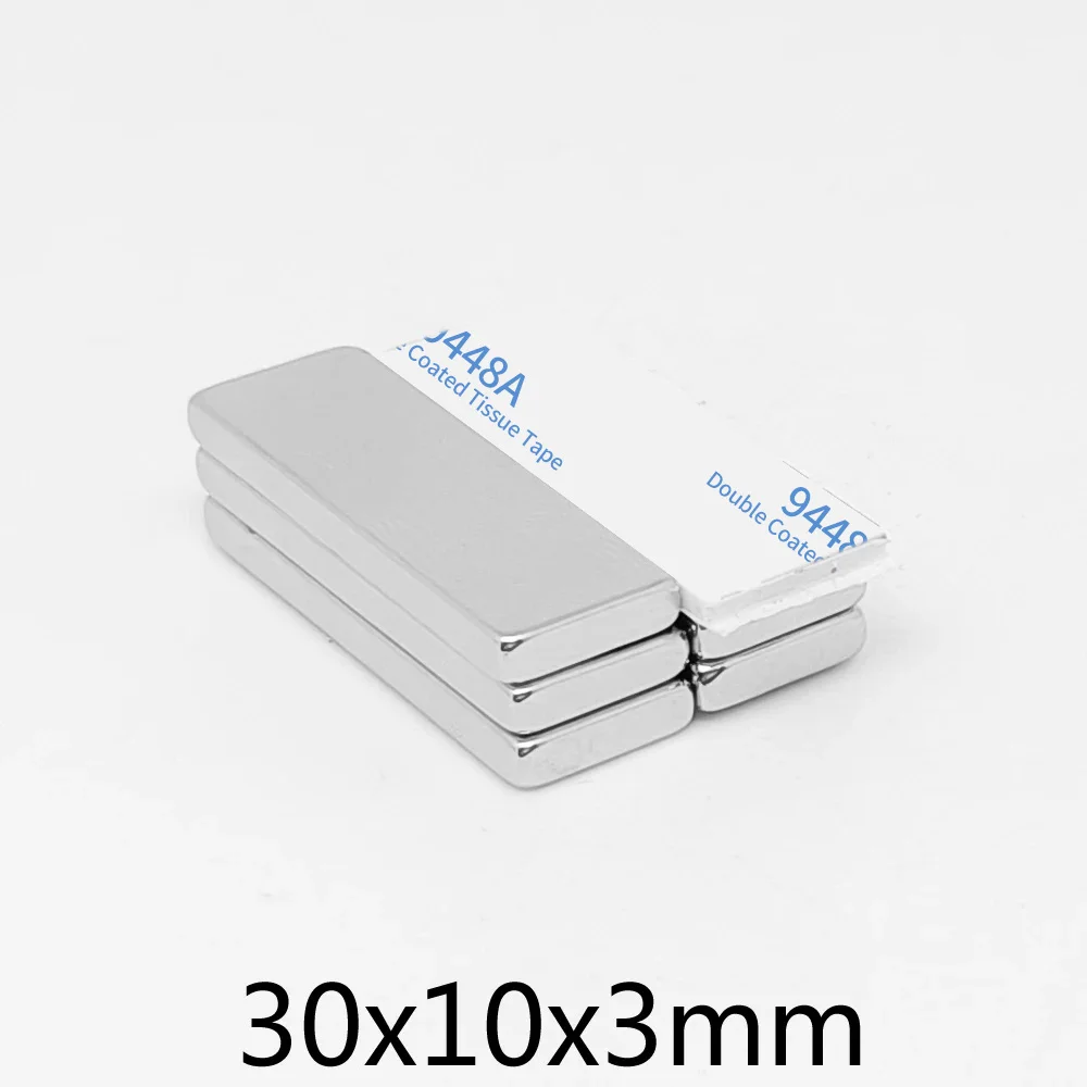 2/5/10/20/30/50PCS 30x10x3mm Block Strong Powerful Magnet Two Side With 3M Tape 30*10*3 Sheet Permanent Neodymium Magnet 30x10x3