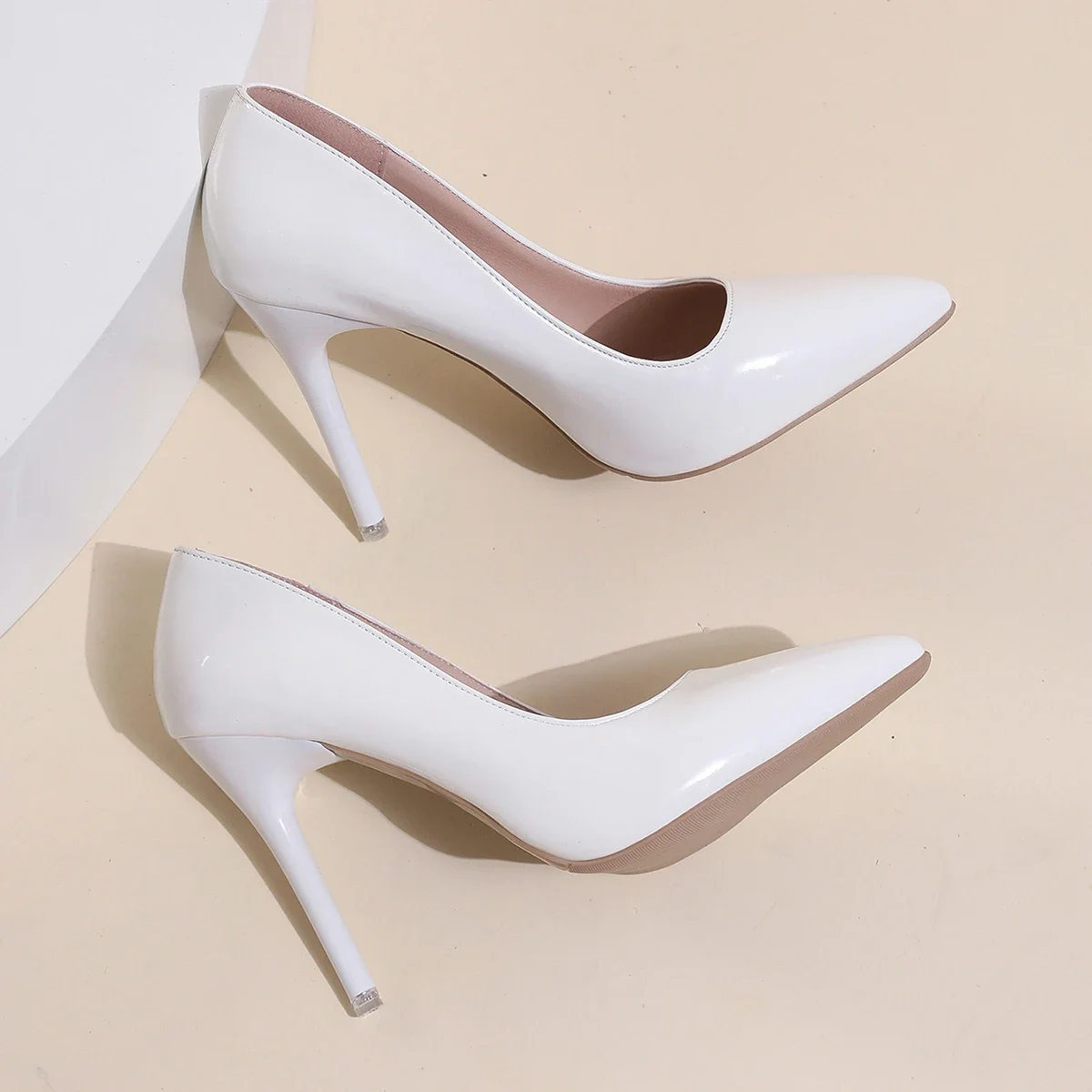 Zapatos de tacón alto sexis con fondo rojo para mujer, zapatos de tacón clásicos para mujer, zapatos de tacón de vestir de cuero suave para otoño, tacones altos para banquete y boda