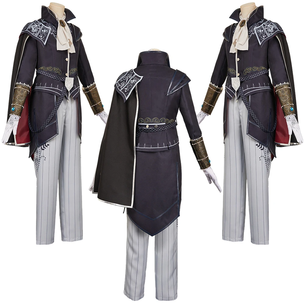 Game Elden Cos Ring Duchess Cosplay Costume Mask Women Disguise Black Coat White Pants Halloween Carnival Party Roleplay Suit