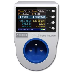 ZHURUI PR10-D French G plug socket power meter/ energy meter/ measure/ alarm/ timing/ 0.1~4000w/socket meter/meteric