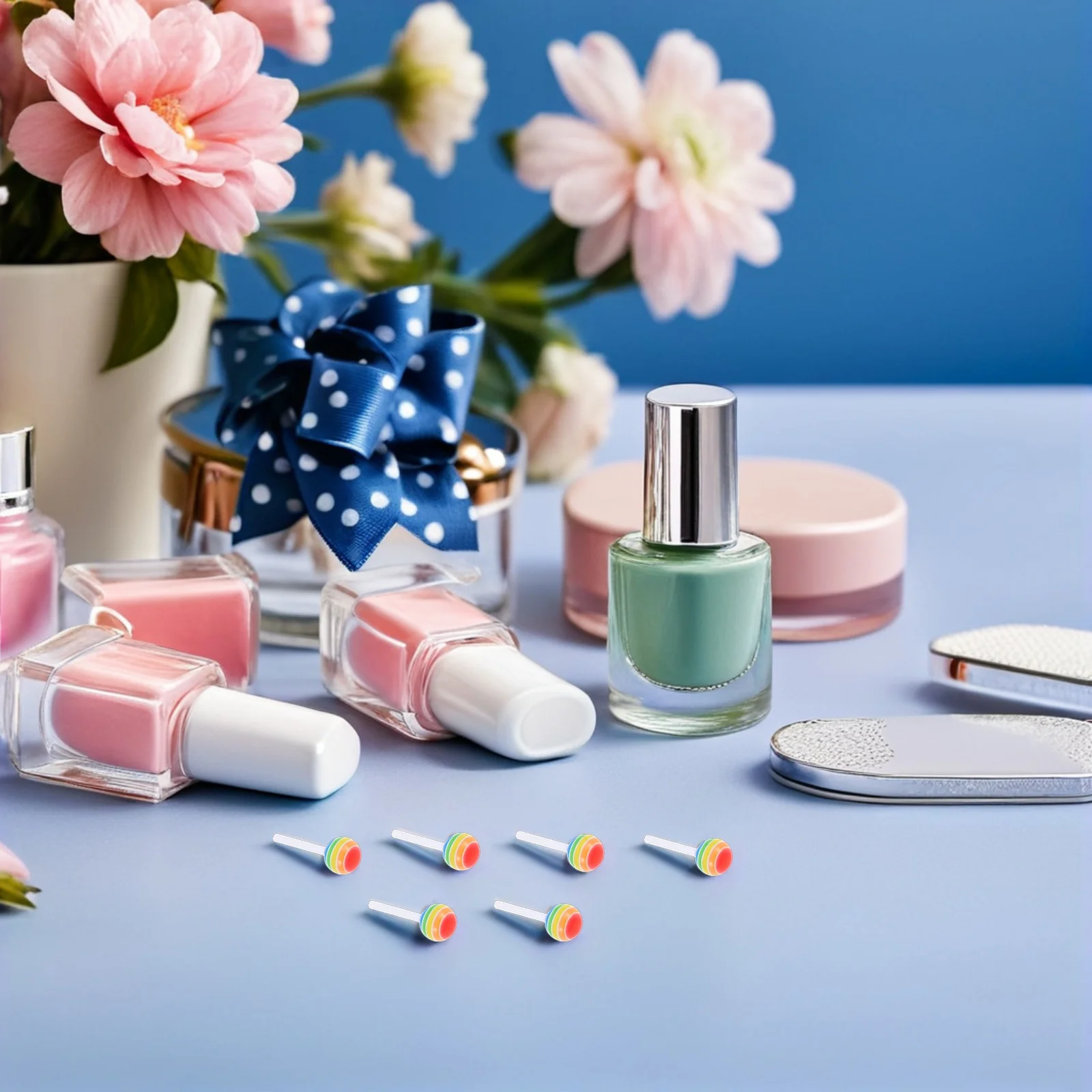 

60Pcs Resin Lollipop Nail Charms Colorful Mini Candy Decorations Party Ready Cute Nail Art Accessories Kawaii Manicure Jewels