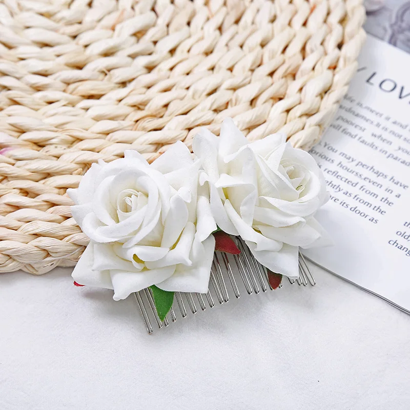 Velvet Cloth Artificial Flower Hair Comb for Women Simulationeing Rose Wedding Festival Brides Tiaras And Headdresses Accessorie