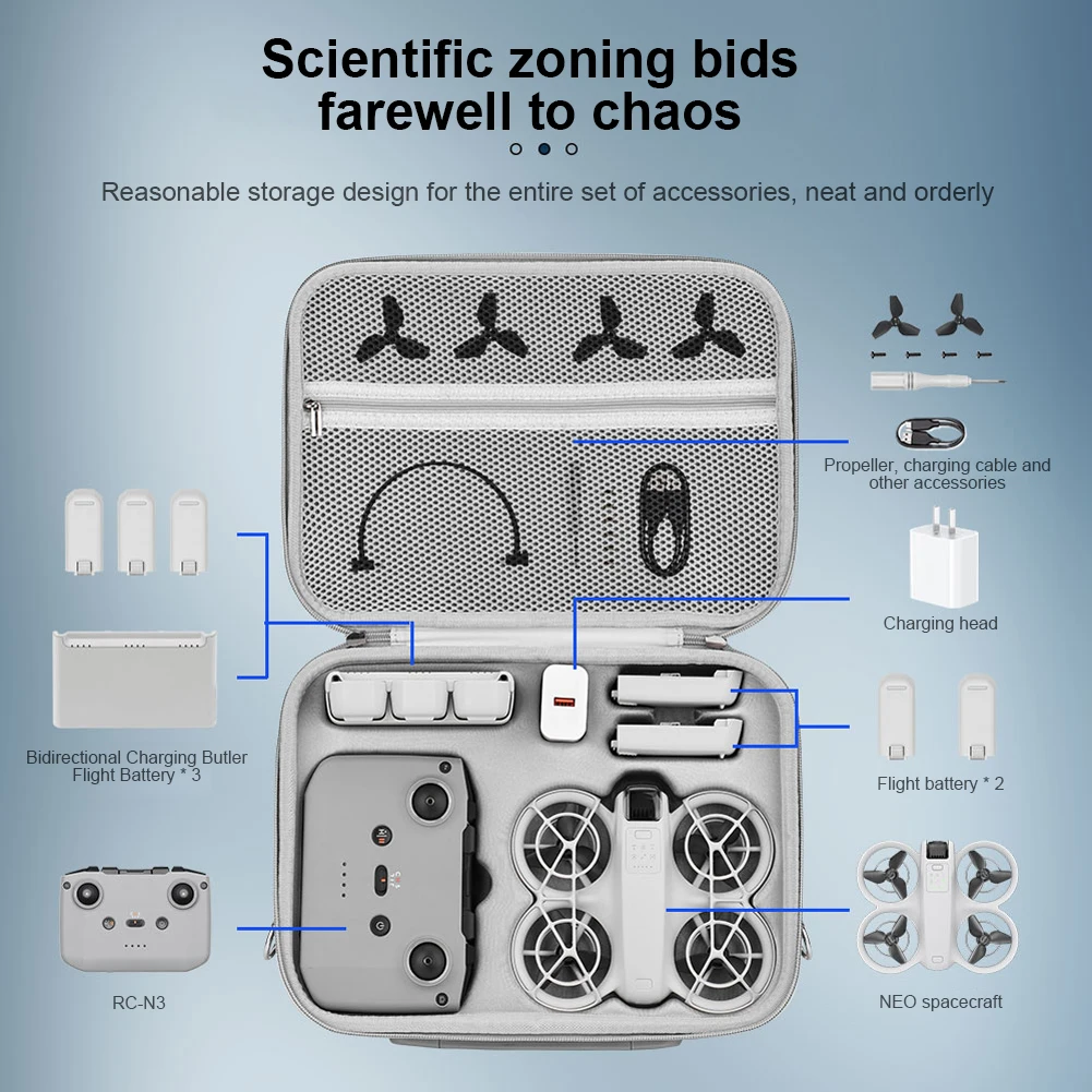 حقيبة تخزين للسفر مقاومة للأتربة ، حقيبة كتف مقاومة للأتربة ، حقيبة يد مقاومة للسقوط لواقي DJI Neo ، ملحقات مقاومة للصدمات