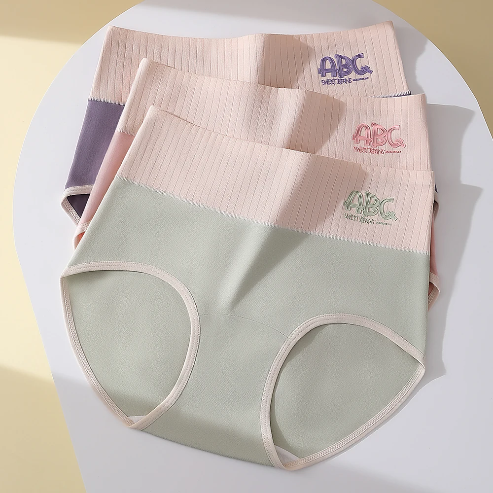 

3PCS/Pack 100% Cotton Widen High-rise Lengthen Crotch Briefs Hip-lift Women Underwear Breathable Antibacterial Women's Panties