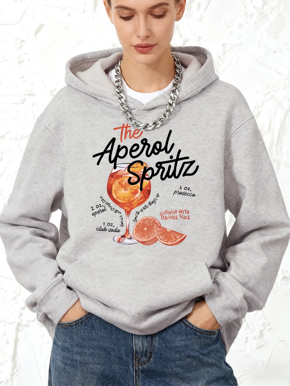 

Толстовки с коктейльным принтом The Aperol Spritz, хлопковые женские пуловеры с карманами для бега, спортивная свободная толстовка, зимняя флисовая одежда