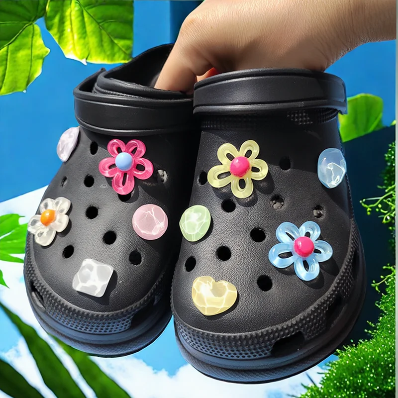 Dijes de diseño de 9 piezas y 5 pétalos de flores para zapatos, decoración brillante para zuecos, regalos para niños, mujeres y niñas, gran oferta