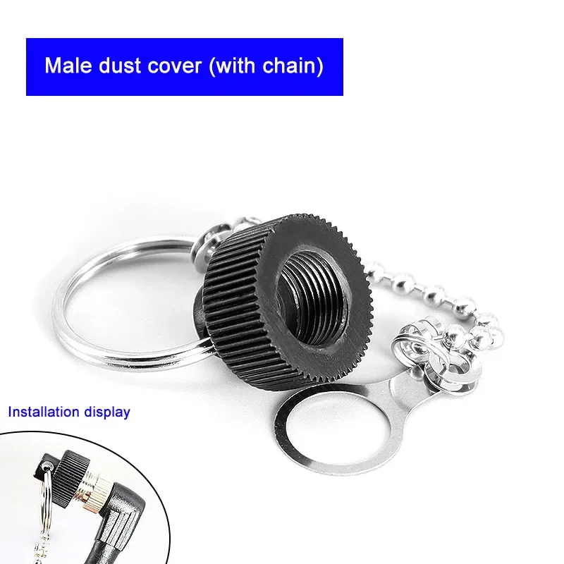 M12 Aviation Plug Socket Dust Cover with Chain Plastic Rubber Metal Dust Cover for Male Female Sensor Connector Waterproof Cover