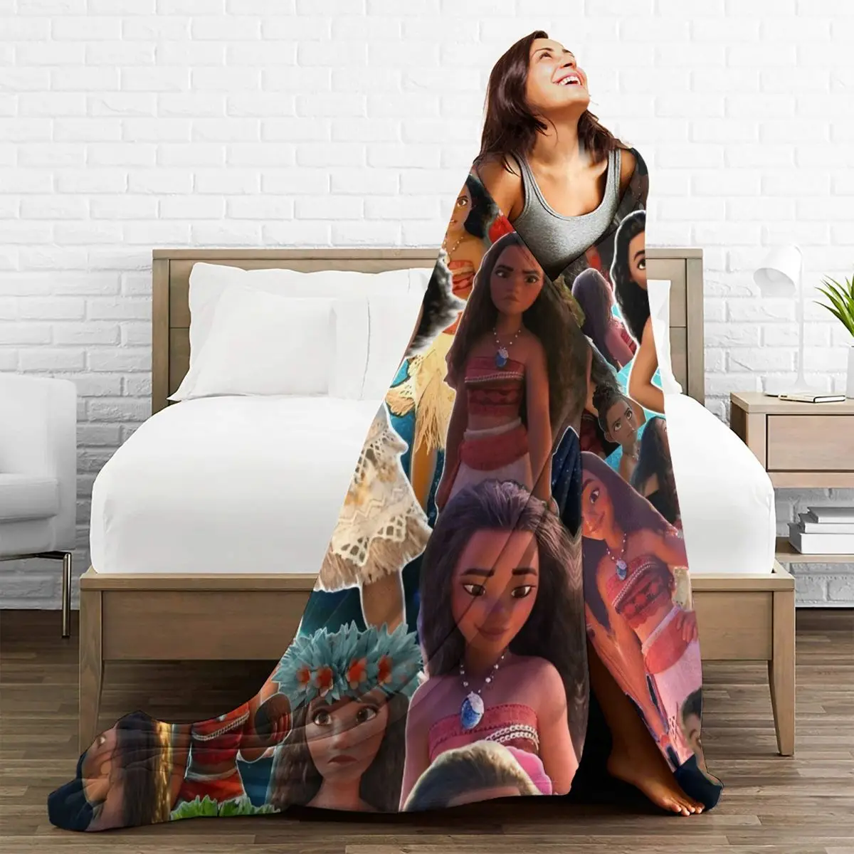 Anime Moana Printed Flannel Blanket 3D Printing Warm Soft Throw Blanket for Couch Chair Decorative Bedspread Sofa Bed Cover