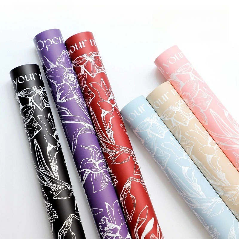 

Narcissus Flower Packaging Material Flower Shop Waterproof Printing Floral Gift Package Flower Paper Bouquet Packaging 40pcs