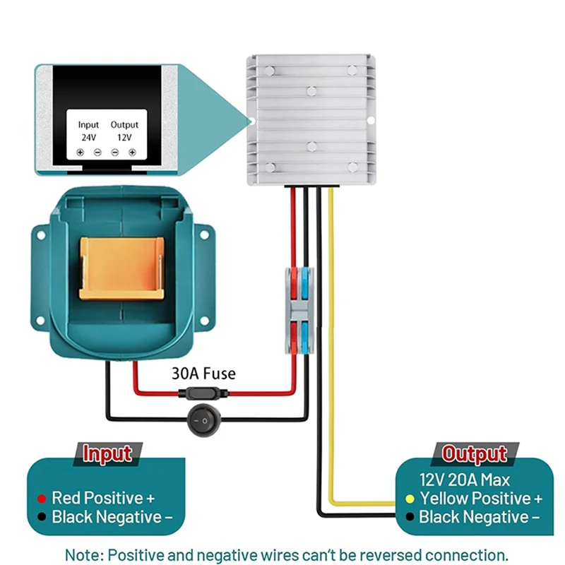【RECOMENDAR】محول فرق الجهد 18 فولت إلى 12 فولت وحدة تنحى لحزمة بطارية 18 فولت لمحول عجلة الطاقة تيار مستمر 12 فولت 20 أمبير 240 وات مع #4