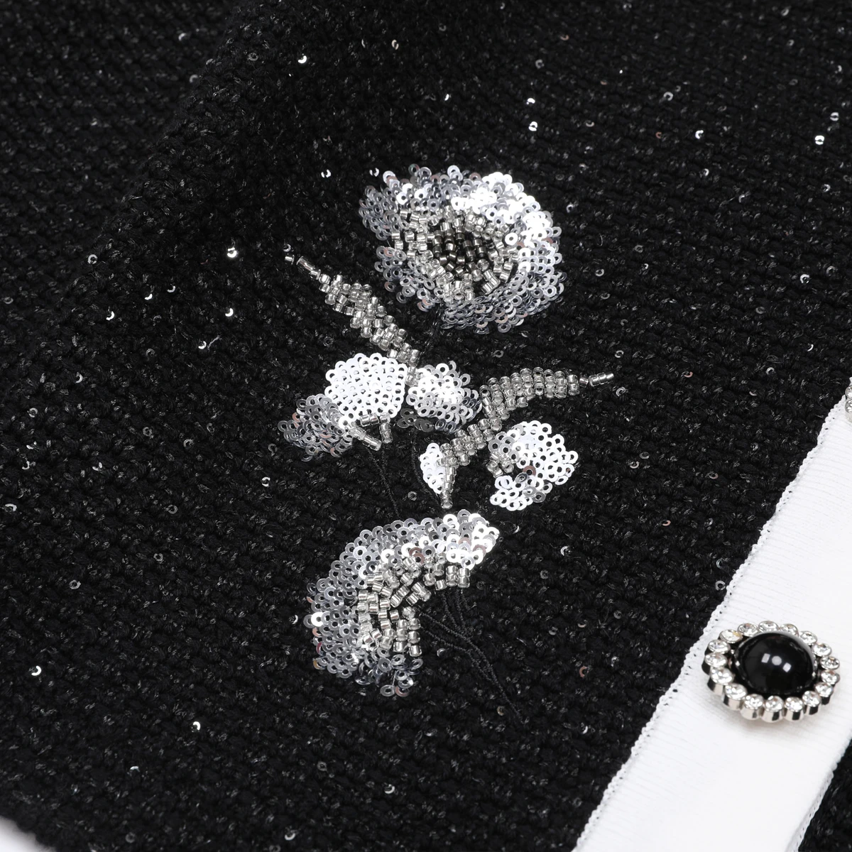 Alta qualidade primavera e outono nova moda viajando lantejoulas bordado de malha feminina manga comprida cardigan jaqueta