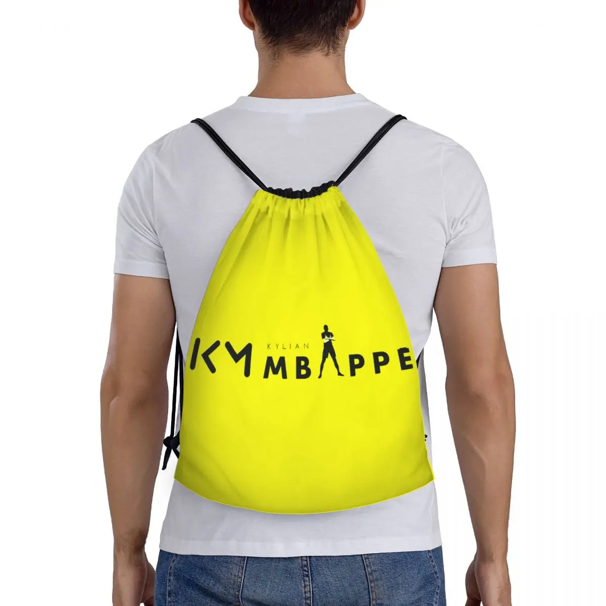 Custom Mbappes KM Drawstring Backpack Bags Men Women Lightweight Soccer Gym Sports Sackpack Sacks for Yoga