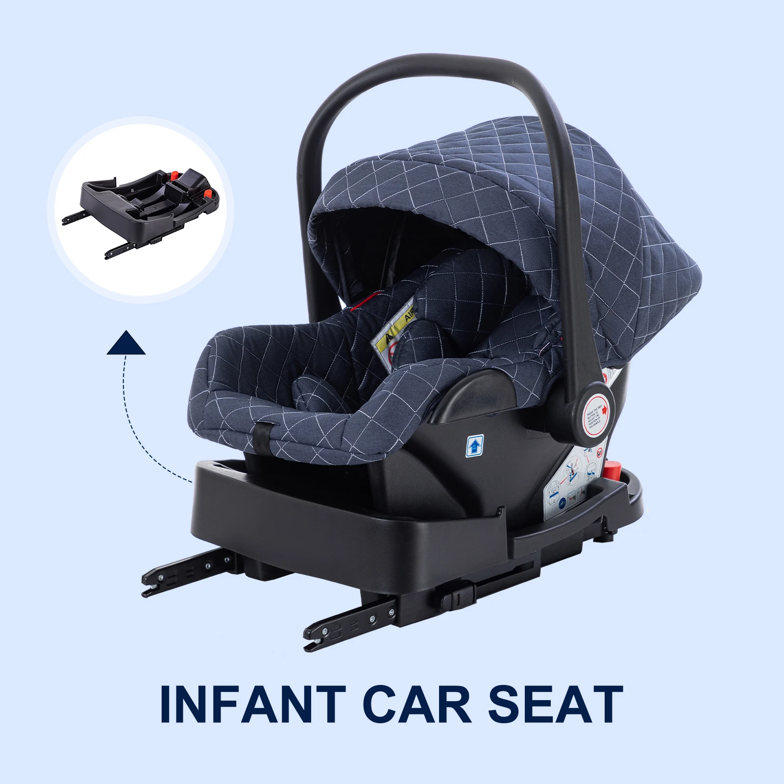 Luxus-Kinderwagen 3-in-1 Tragbarer Baby-Kinderwagen Klappbarer Kinderwagen mit hoher Sitzposition für Neugeborene Verstellbarer Griff für Reisen – Detail 7