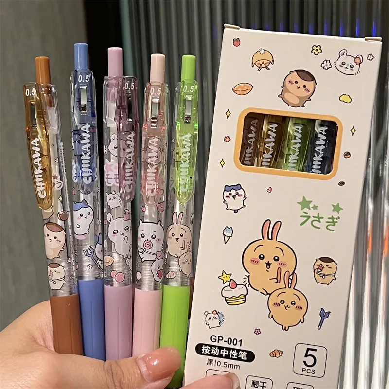 5pcs Cute Gel Pens Dry Quickly Write Smoothly Aesthetic Stationery Office School Items Kawaii Stuff Back To School Elegant Pens