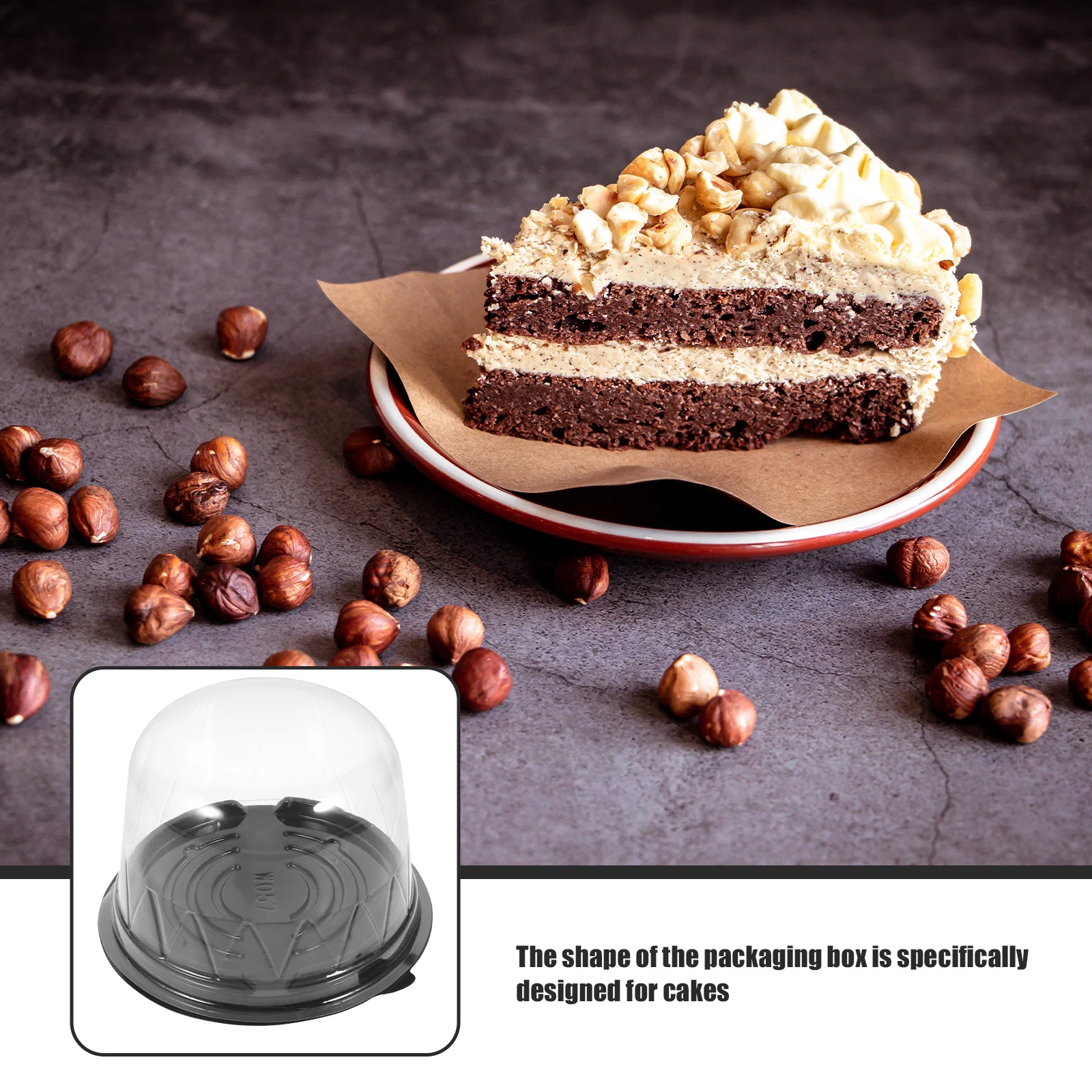 

50Pcs Clear Cake Containers Transparent Carriers Lids Baking Dessert Takeout Packing Case Clear Cake Container