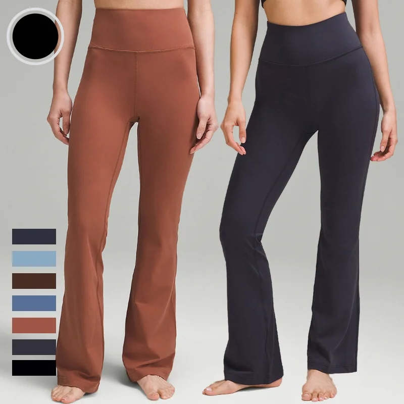 Yoga flared pants with brand logo women wide-foot pants high waist hip lift niners casual sports trousers slacks bell-bottoms