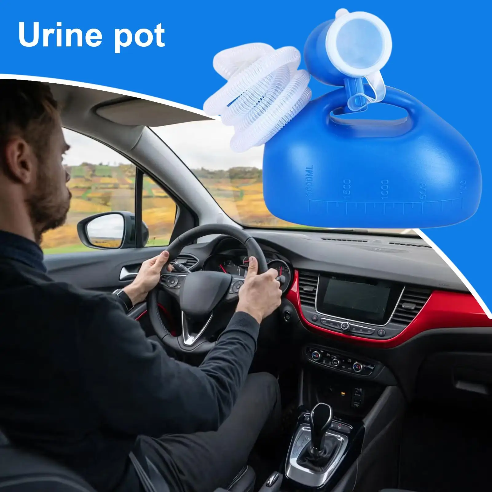 

Toilet Supplies For Outdoor 2000ML Plastic Male Bed Potty Pee Bottle Collector With 160cm Tube Portable Pee Urine Bottle