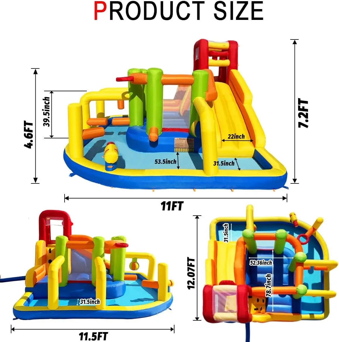 Umbalir 9-in-1 Inflatable Obstacle Bounce House with Water Slide | Kids Bounce House Water Park with Surprise Dump Bucket,Jumpin view 6