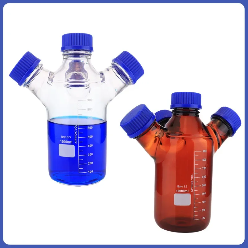 

Xin Tester 250ml-2000ml Brown Screw Top Two/Three/Four necked Mobile Phase Vials Laboratory HPLC Liquid Chromatography