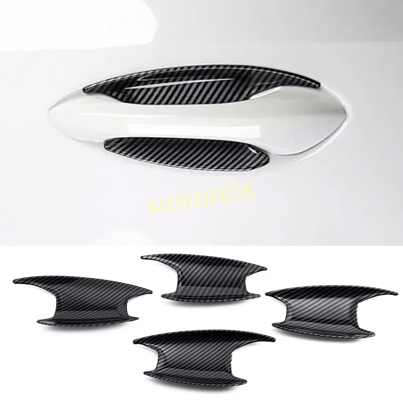 For Chevrolet Chevy Trax 2024 2025 2026 Exterior Car Door Handle Cup Bowl Cover Trim Overlays Car Accessories Carbon Fiber Black
