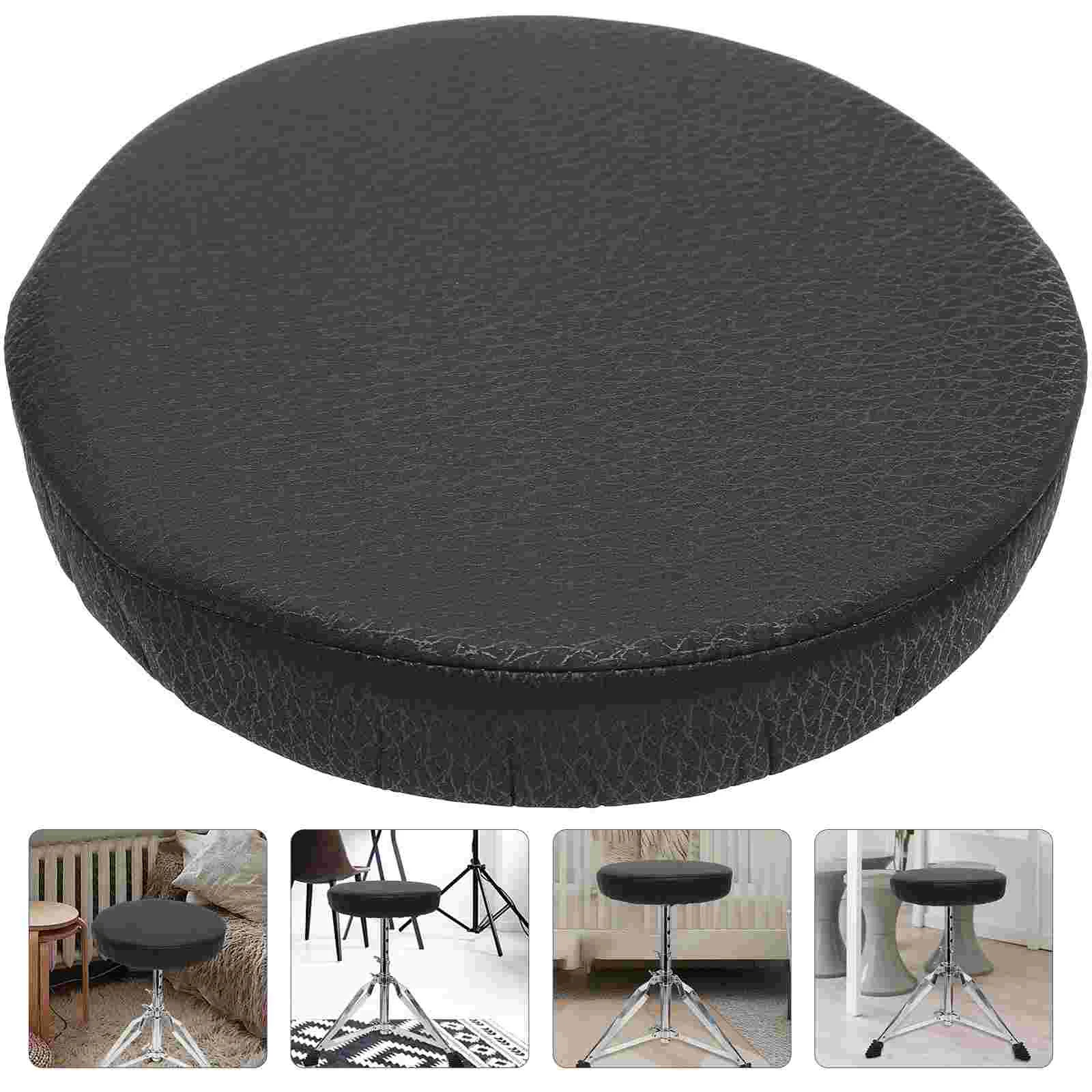 

Thick Elastic Barstool Seat Cushion Cover Practical Stool Cover Round Chair Protector for Home Shop - Black (Diameter 30cm )