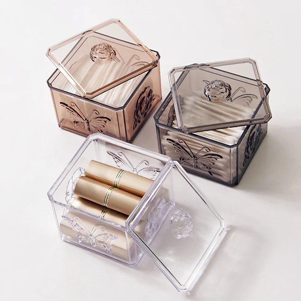 

Transparent Storage Box for Cotton Pads Swabs Clear Container Lid Large Capacity Makeup ganizer Toiletry Holder