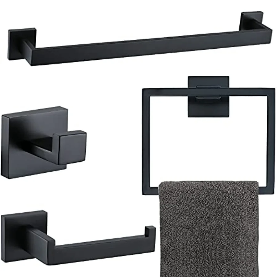 

Matte Black Bathroom Accessories Bath Accessories Set Towel Racks for Bathroom Towel Holder Black Bathroom Hardware Set Black