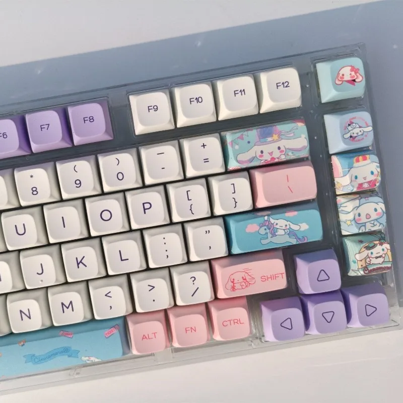 Sanrio Kawaii Cinnamoroll Keycaps  Cartoon Style PBT Mechanical Keyboard Key Caps XDA Highly Cute Keyboard Accessories