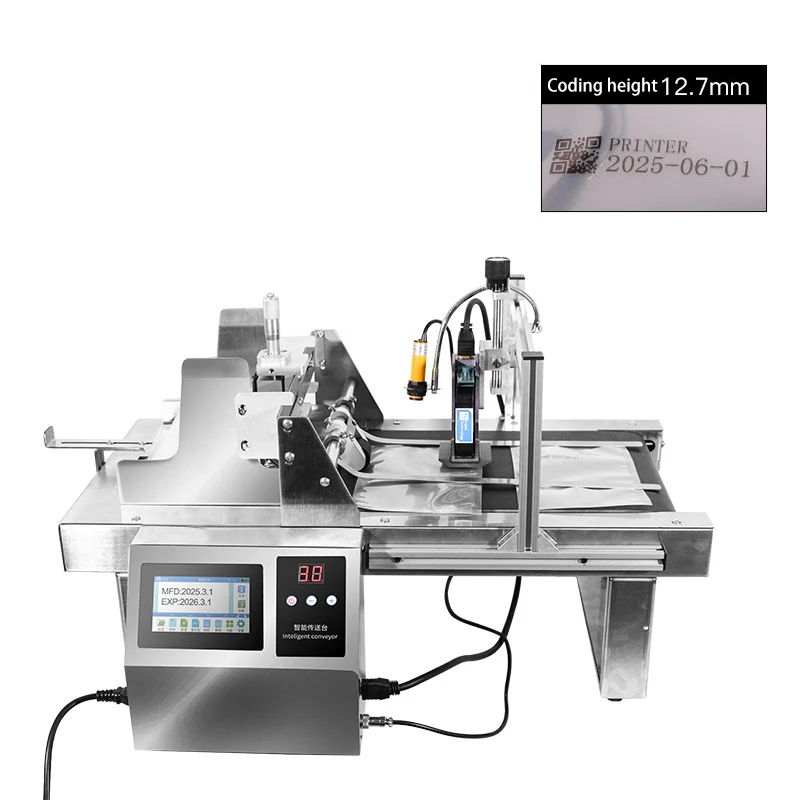 

Промышленный автоматический онлайн-струйный принтер DG-127 на пластиковом пакете, картонной коробке для штрих-кода с логотипом даты истечения срока годности в конвейерной ленте
