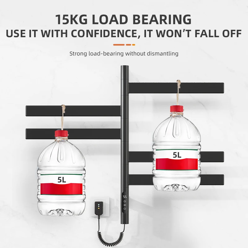 دفئا للتدوير شماعات حمام الجرف تسخين كهربائي مع قضبان المناشف الأشعة فوق البنفسجية الرقمية تسخين منشفة رف للحمام #5