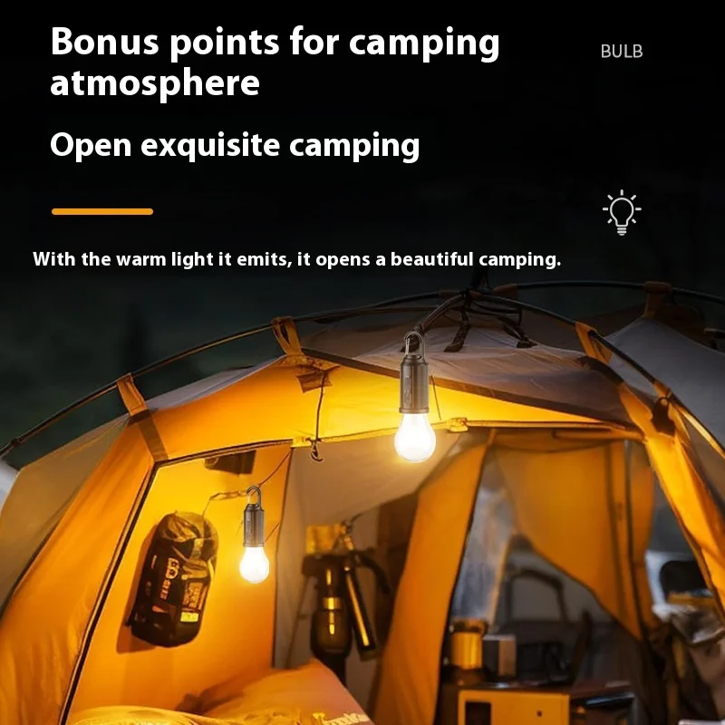 Portable Camping Light LED Camping Lamp with Hook Portable Lighting Lantern Type C Charging Waterproof for Hiking Fishing