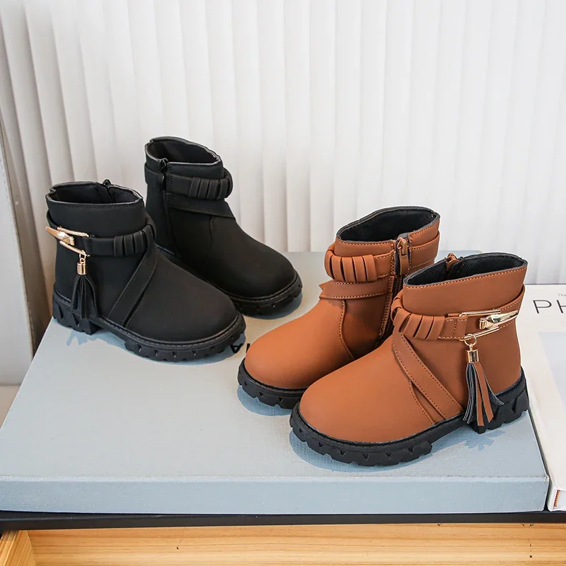 

Autumn Toddlers Ankle Boots Trend Fashion Tassel Children Leather Boots for Girl New Versatile Shoes Kids Causal Boots Round-toe