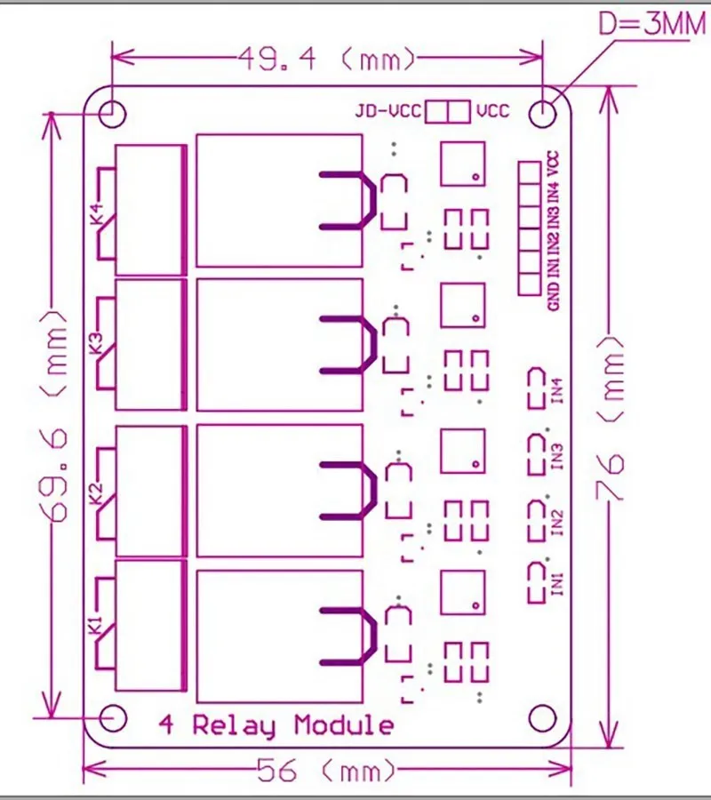 5V 12V 4-Kanal-Relaismodulplatine mit Optokoppler, Niedrigpegel-Auslösung für Arduino ARM PIC – Detail 2
